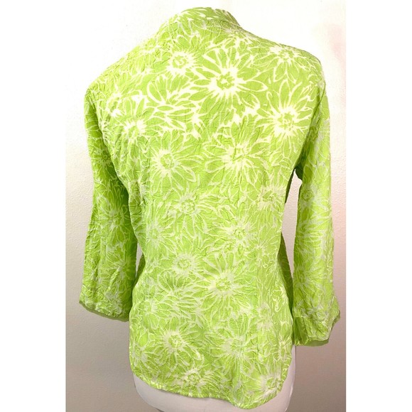 First Issue Women's Lime Green Sheer Button Front Blouse, Size M - Picture 4 of 7